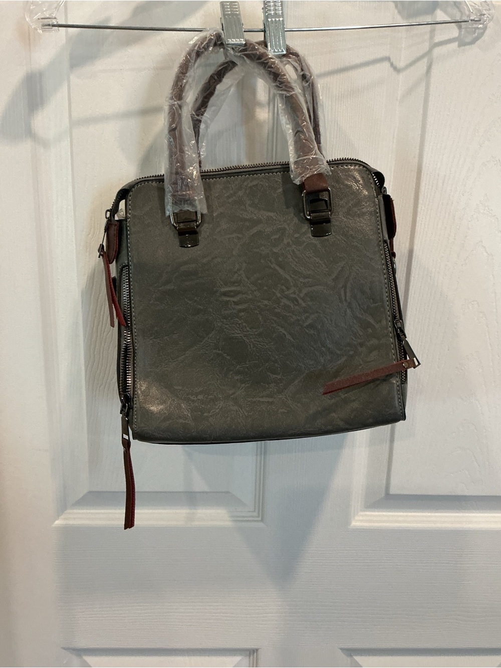 Women's Grey Leather Purse